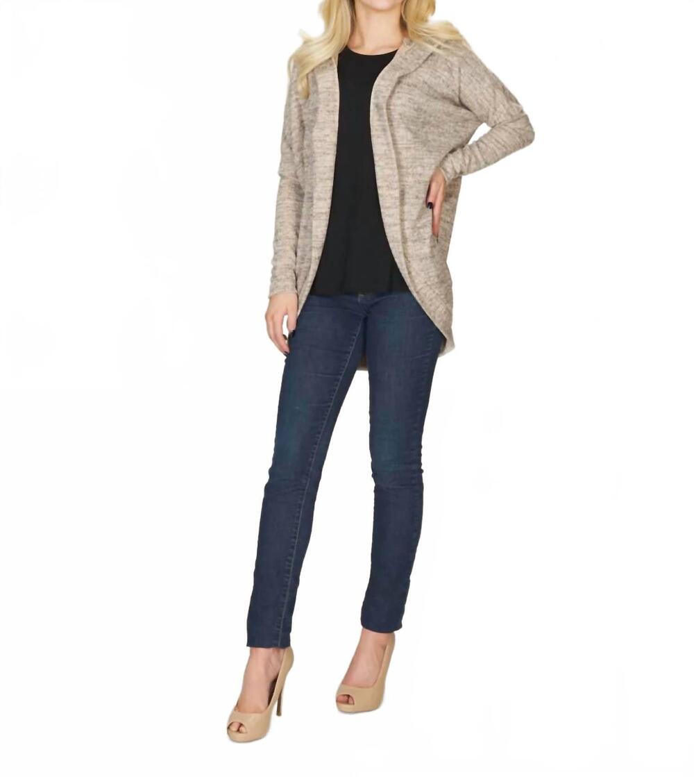 NEW PAPILLON cacoon sweater cardigan with hood in oatmeal heather